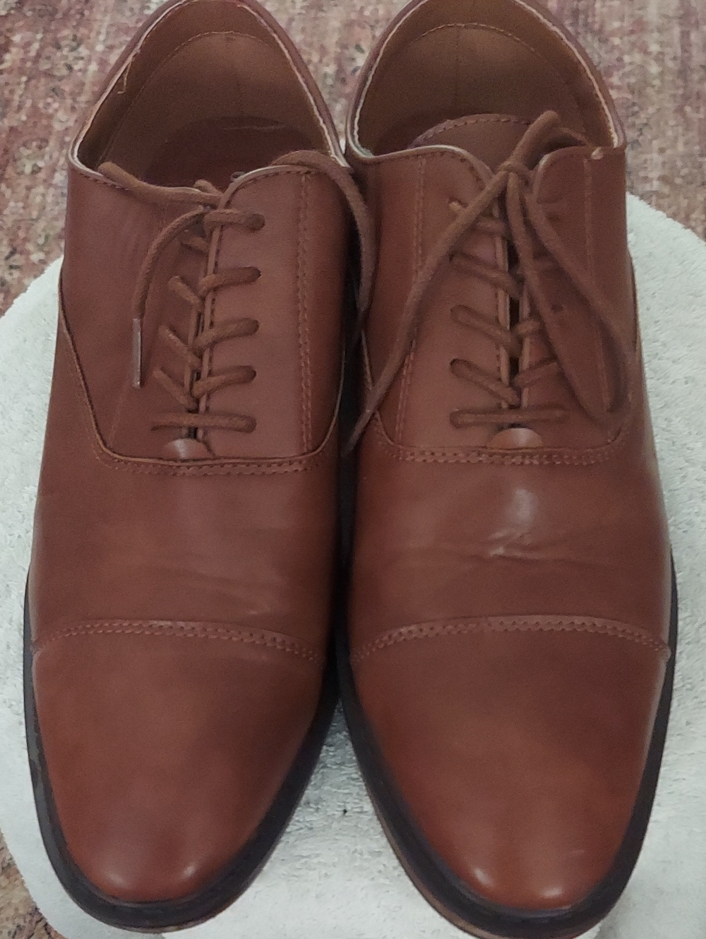 Men's Brown Faux Leather Oxford Dress Shoes